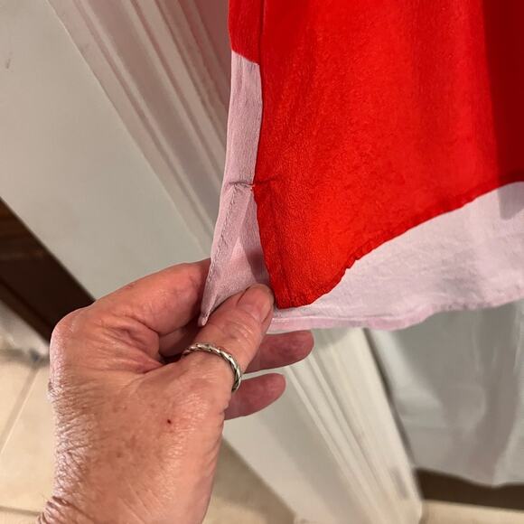 Anthropologie Maeve red pink 100% silk tank top high low hem size 0 - Picture 2 of 6